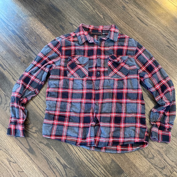 fission Other - Fission Black Red Gray Flannel Shirt Large L VGUC